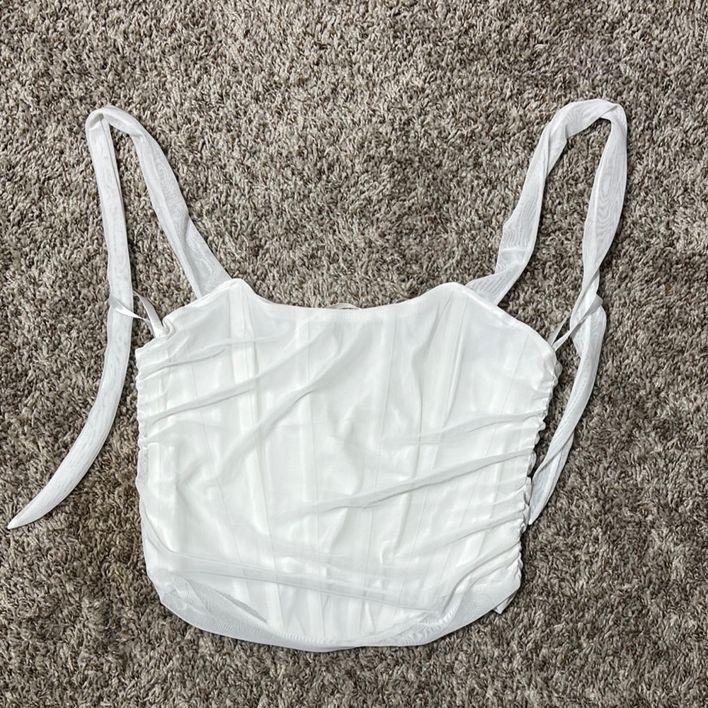 SHEIN White Ruched Corset Top